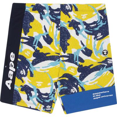 Aape猿人撞色迷彩拼接休闲短裤