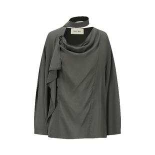 PIECE MIND氛围感小飘领垂坠长袖衬衫