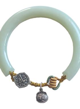 天然和田玉手镯礼物女原创