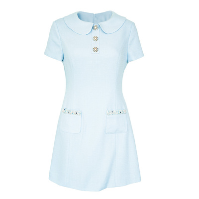 醋酸连衣裙轻奢侈miu系高级感减龄可露丽小香风江浙沪富家千金感