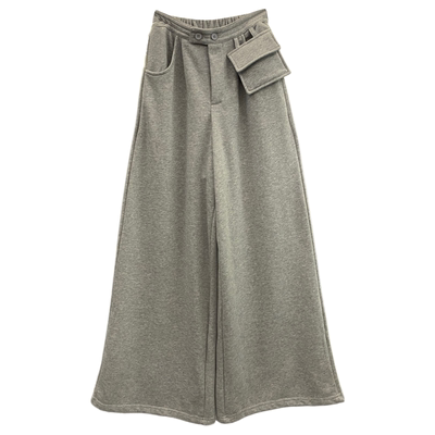 春上新宽松阔腿露肩裤T恤套装女