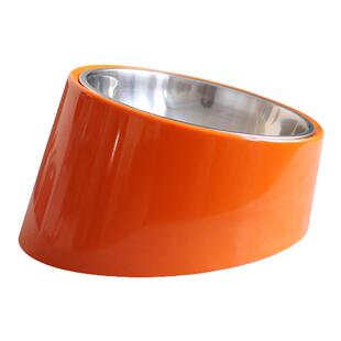 休普斜口碗15°斜面防滑底座不锈钢内碗美耐皿材质防摔猫狗碗食碗