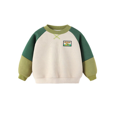 男宝圆领卫衣冬季男童冬款加绒上衣男孩冬季加厚保暖童装小童长袖