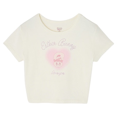SLY x Esther Bunny早春新品爱心短款短袖T恤030IAZ01-0221