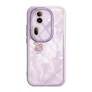 洛可可水钻兔适用OPPOReno12手机壳Reno12pro新款11保护套oppo的9全包tpu曲屏10硅胶8高级感7防摔6系列5外女