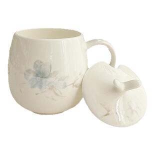 2025新款高颜值马克杯女带盖勺精致骨瓷杯家用喝水杯子陶瓷早餐杯