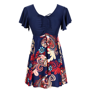 游泳衣女士妈妈中老年人2024新款分体保守遮肚显瘦泡温泉大码泳装