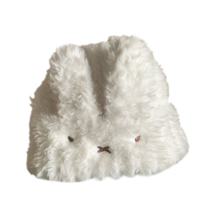 甜美可爱米菲兔耳朵毛绒帽女生冬大头围加厚防寒保暖护耳包头帽子