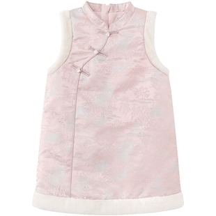 英氏女童连衣裙背心裙秋冬保暖夹棉短裙子女宝宝春季新年喜庆新春