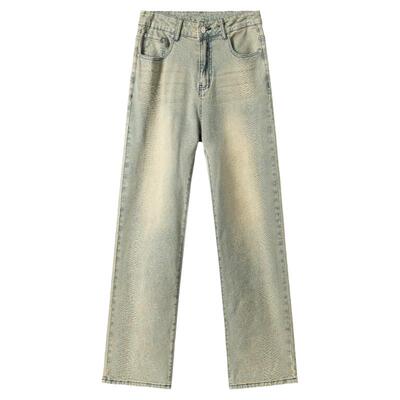 PilotDragon美式高街牛仔裤针织蛇皮纹设计宽松直筒vibe男款长裤