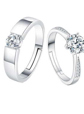 情侣30%镀银日韩可调节对戒