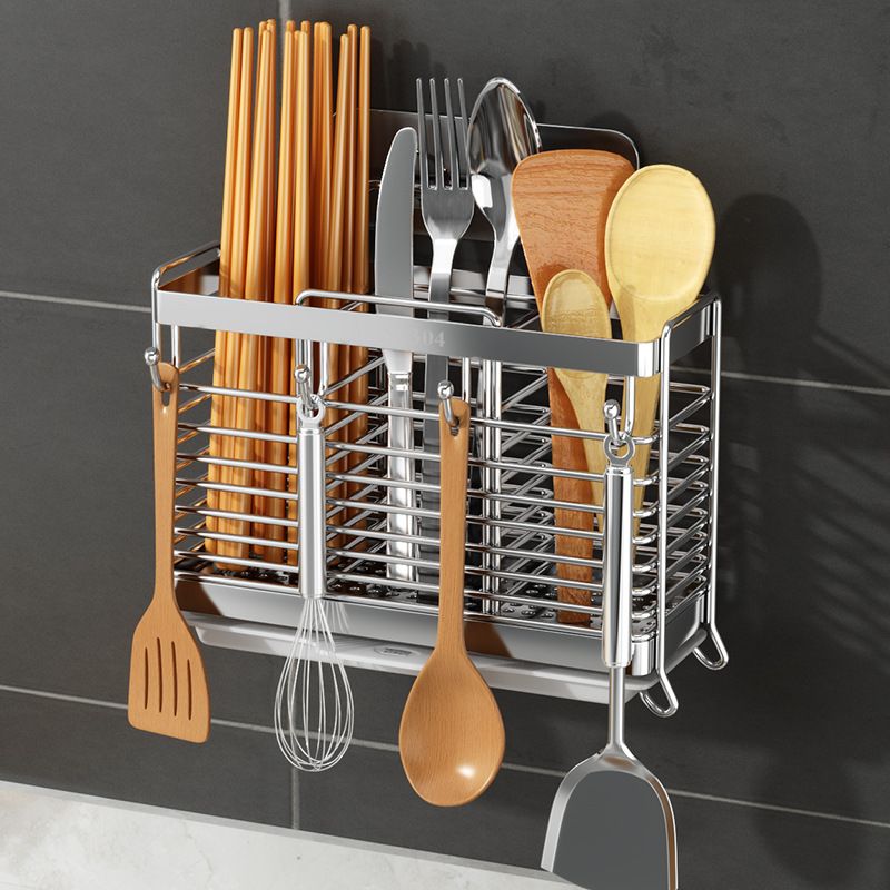新款304不锈钢免打孔筷子架 壁挂式家用收纳盒置物架商用筷子笼