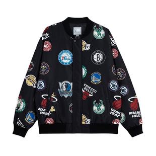 t区绫致秋冬OVERSIZED按扣拉链双门襟棒球领球队logo夹克外套