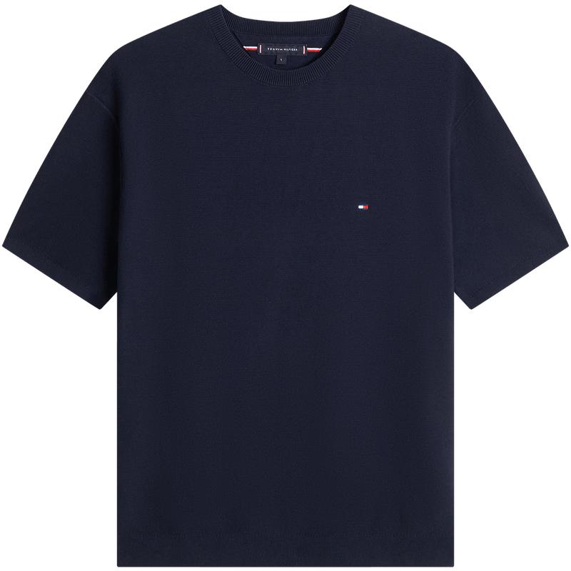 Tommy男纯棉肌理宽松短袖针织衫