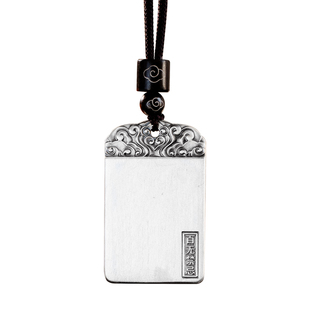 足银999麒麟平安无事牌吊坠纯银古法实心男女款银牌项链