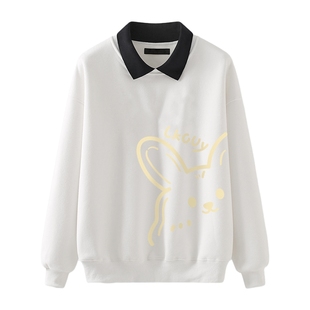 翻领卫衣女秋冬2026马年本命年宽松慵懒风大码加绒Polo衫外套上衣