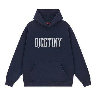 DICETINY金属logo洗水做旧帽衫