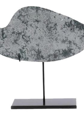 新中式创意雕刻鱼玉璧客厅书房会所酒柜装饰样板房间办公桌工艺品