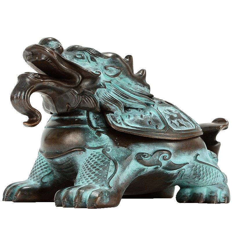 狻猊香炉铜点蓝做旧大口径熏香炉