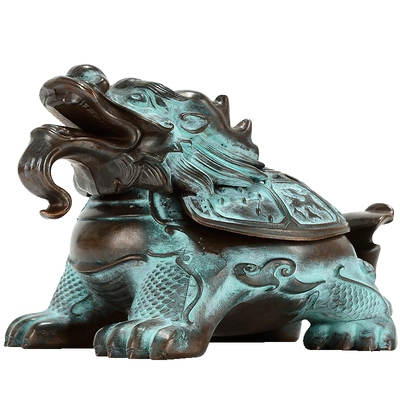 狻猊香炉铜点蓝做旧大口径熏香炉