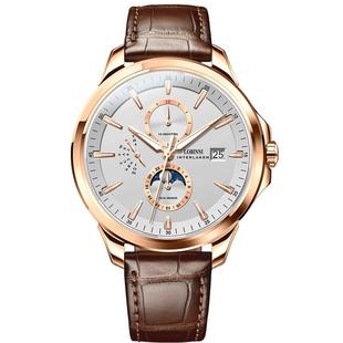 罗宾尼新款机械男士手表大表盘男款夜光多功能机械表正品男名牌