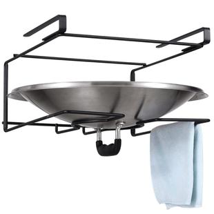 304不锈钢免打孔悬挂锅盖架 厨房壁挂式大号炒锅盖下挂收纳置物架