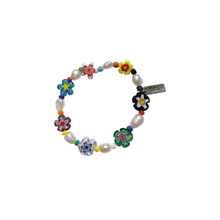 韩国小众usite可爱多巴胺赵露思彩色琉璃花珍珠手链