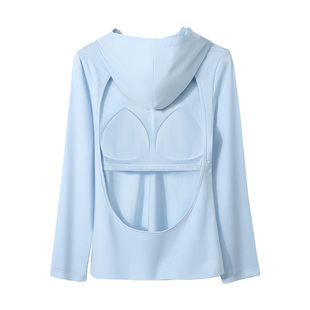 CasellaKourz连帽晒背专用衣三伏天晒太阳防晒遮脖子长袖带帽上衣