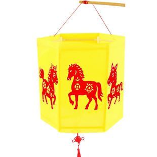 元旦春节六角布宫灯花灯手工diy制作材料包儿童手提发光自制灯笼