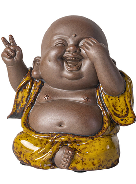 久造中式禅意三不弥勒佛像小摆件