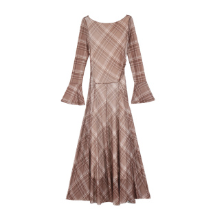 MULVAN 摩登情人 法式复古格纹吊带连衣裙女气质收腰网纱打底长裙