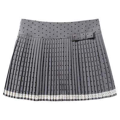 西町村屋MIU系短裙女装2025秋季新款灰色波点百褶半身裙CAAC10766