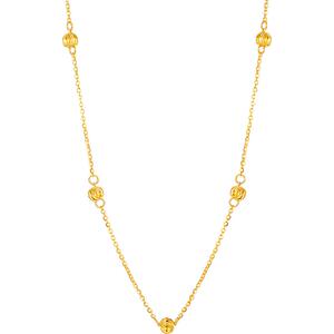 周六福5G黄金项链女计价足金车花金珠链坠节日礼物官方旗舰店