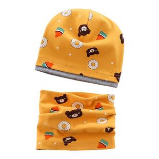 中大童儿童帽子围脖两件套纯棉男宝宝秋冬春秋冬季护耳女童套装潮