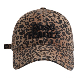 Classy key新加坡设计师联名款字母刺绣豹纹棒球帽复古鸭舌帽子潮