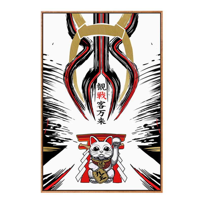 93马奎斯招财猫摩托车装饰画挂画