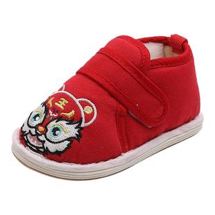 虎头鞋婴儿冬1周岁红色鞋子儿童手工棉鞋女宝男宝抓周室内唐装鞋