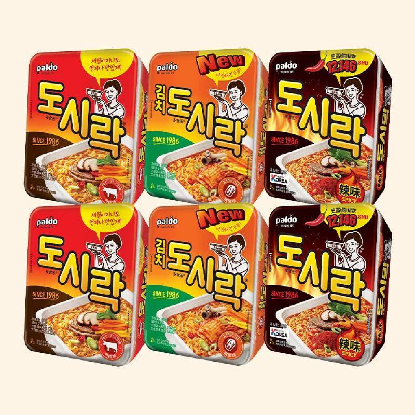 热巴同款Paldo八道韩国进口牛肉泡面碗面泡菜盒面组合芝士味