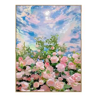 diy数字油画玫瑰花卉手工填色治愈系解压涂色丙烯2026新款高颜值