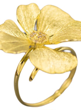 椿屿芍药花925纯银戒指原创设计