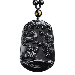 黑曜石虎兔龙寅卯辰三会牌巳午未三会局亥子丑吊坠木火局金局水局