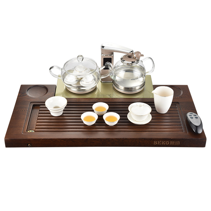 新功轻奢现代黑檀木茶盘茶具套装