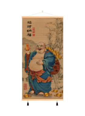弥勒纳福竹编中堂三联挂画