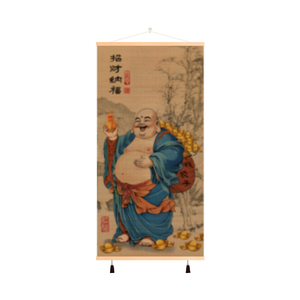 弥勒纳福竹编中堂三联挂画