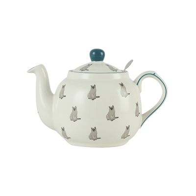London Pottery田园1200ml暹罗猫英式茶壶滤网泡茶壶结婚乔迁礼品