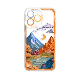 适用苹果17promax手机壳15pm雪山iPhone16plus透明11创意x高级感13mini新款8新中式xr情侣xs中国风个性7软14
