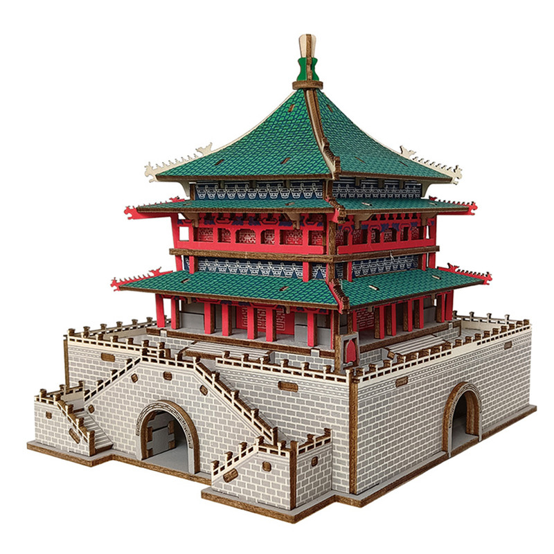 西安钟楼古建筑3D拼装木头模型