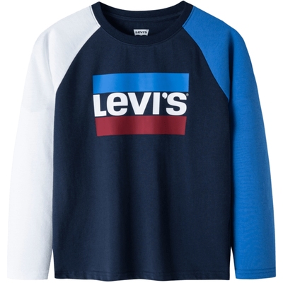 Levis李维斯男童长袖t恤秋装新款儿童纯棉运动服卫衣童装上衣女童