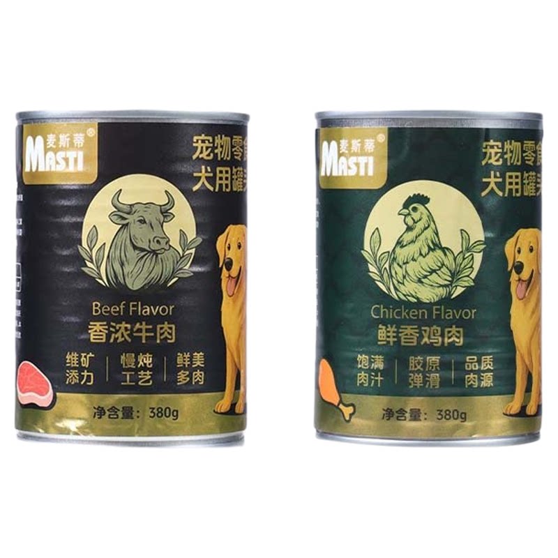麦斯蒂中大型犬狗罐头380g营养