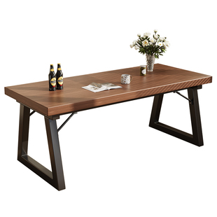 餐桌家用小户型新中式餐厅吃饭桌子长方形大板桌胡桃木餐桌椅组合